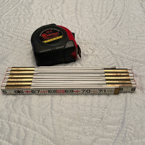 Set of 2 Measuring Tools Carpenter Tools Tape Measure & Wood Folding Ruler - Picture 8 of 9